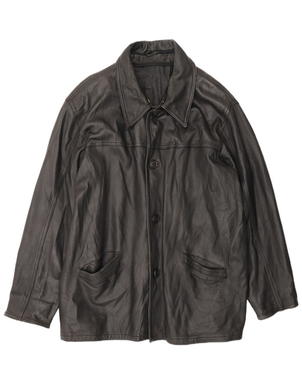 Vintage Mens Leather Coat UK 42 XL Black