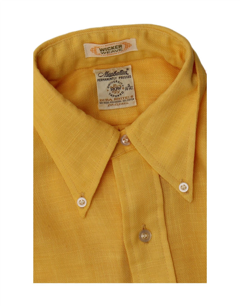 MANHATTAN Mens Shirt Size 14 14 1/2 Small Yellow Polyester Vintage Manhattan and Second-Hand Manhattan from Messina Hembry 