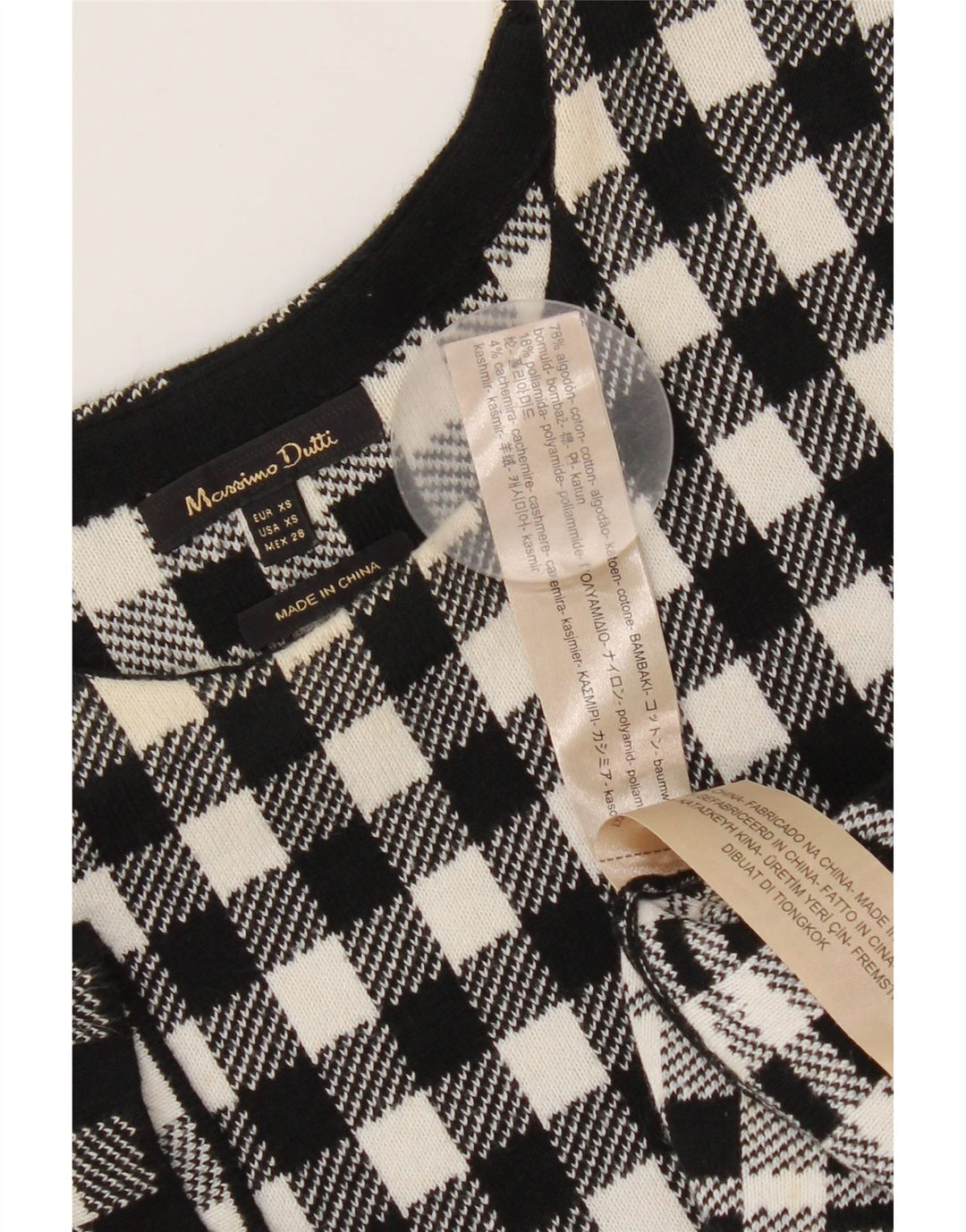 MASSIMO DUTTI Womens Maxi Dress UK 4 XS Black Check Cotton