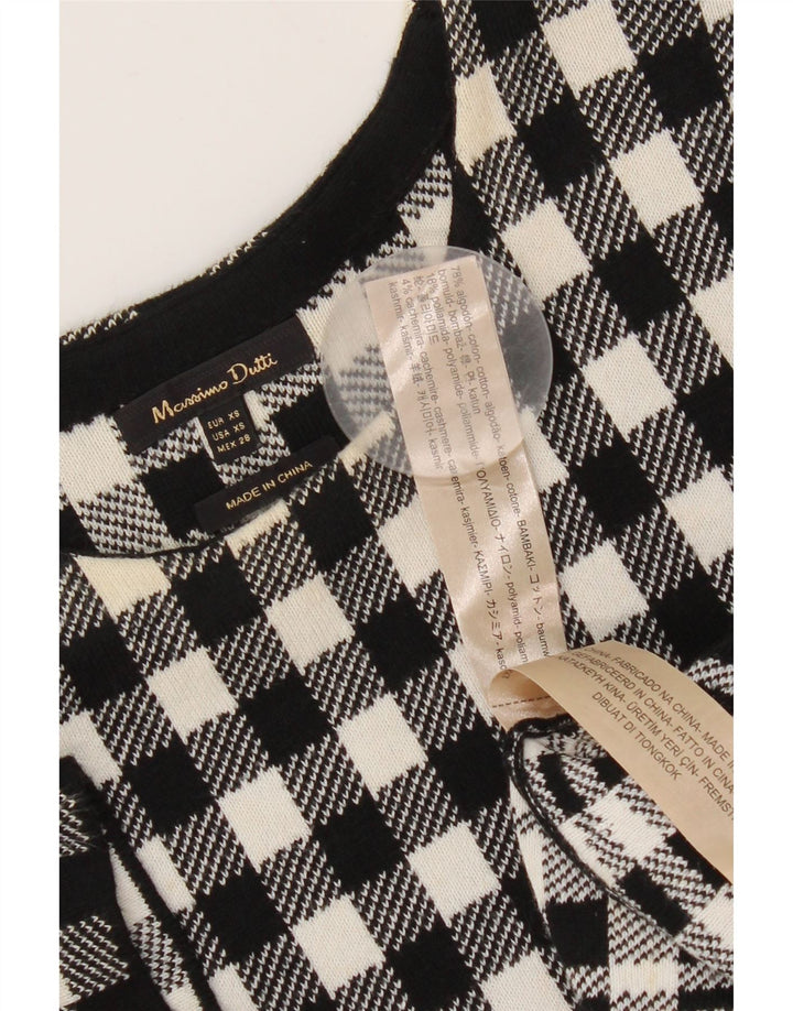 MASSIMO DUTTI Womens Maxi Dress UK 4 XS Black Check Cotton