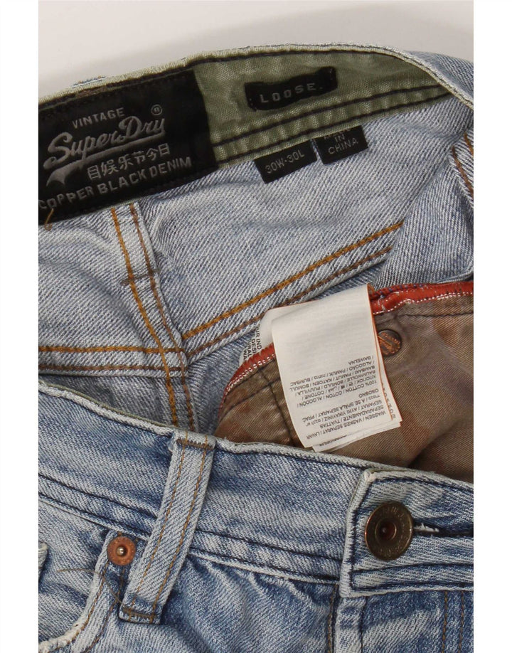 Superdry Mens Distressed Loose Jeans W30 L30 Blue Cotton