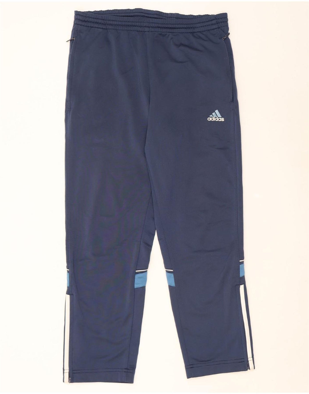 ADIDAS Mens Tracksuit Trousers Large  Navy Blue Colourblock Polyester
