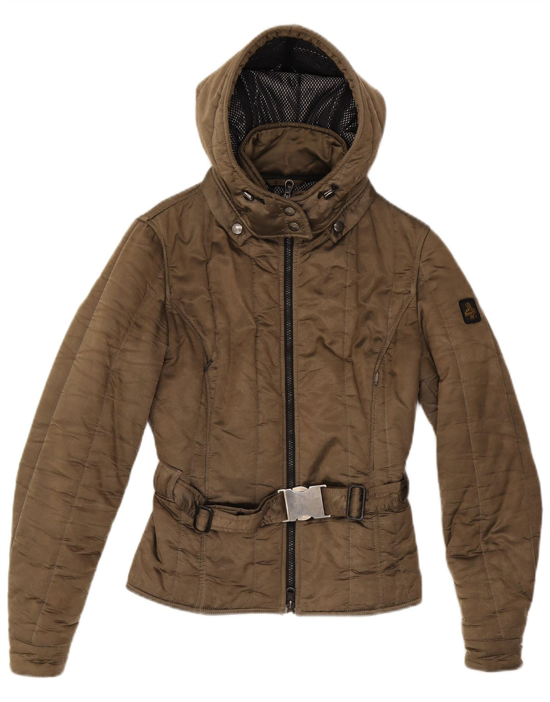 Refrigiwear Womens Hooded Quilted Jacket UK 14 Medium Brown Polyamide