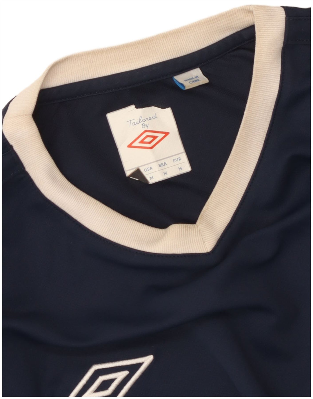Umbro Mens T-Shirt Top Medium Navy Blue Colourblock