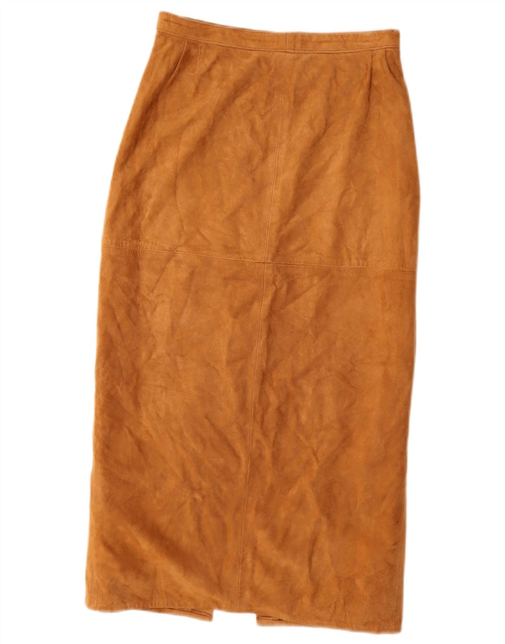 Vintage Womens Suede Midi Skirt W28 Medium Beige