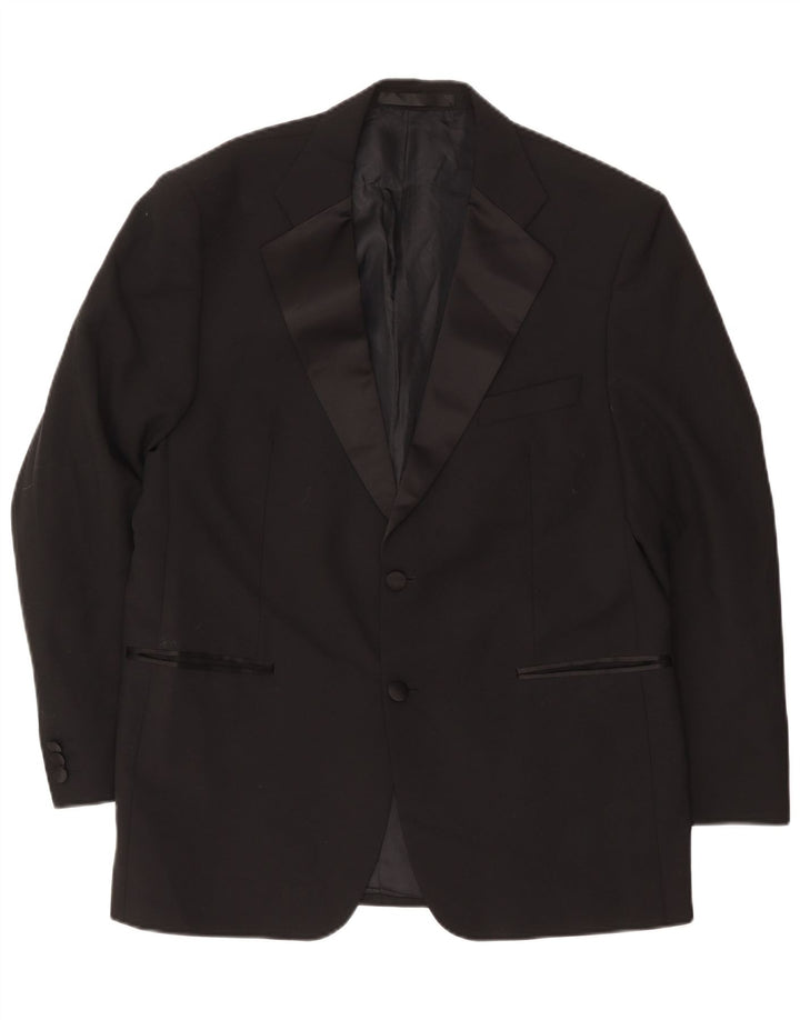 Marks & Spencer Mens 2 Button Blazer Jacket UK 42 Large Black Polyester