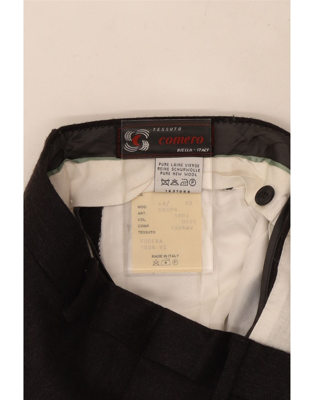 COMERO Mens Pegged Suit Trousers IT 48 Medium W30 L30 Black Wool