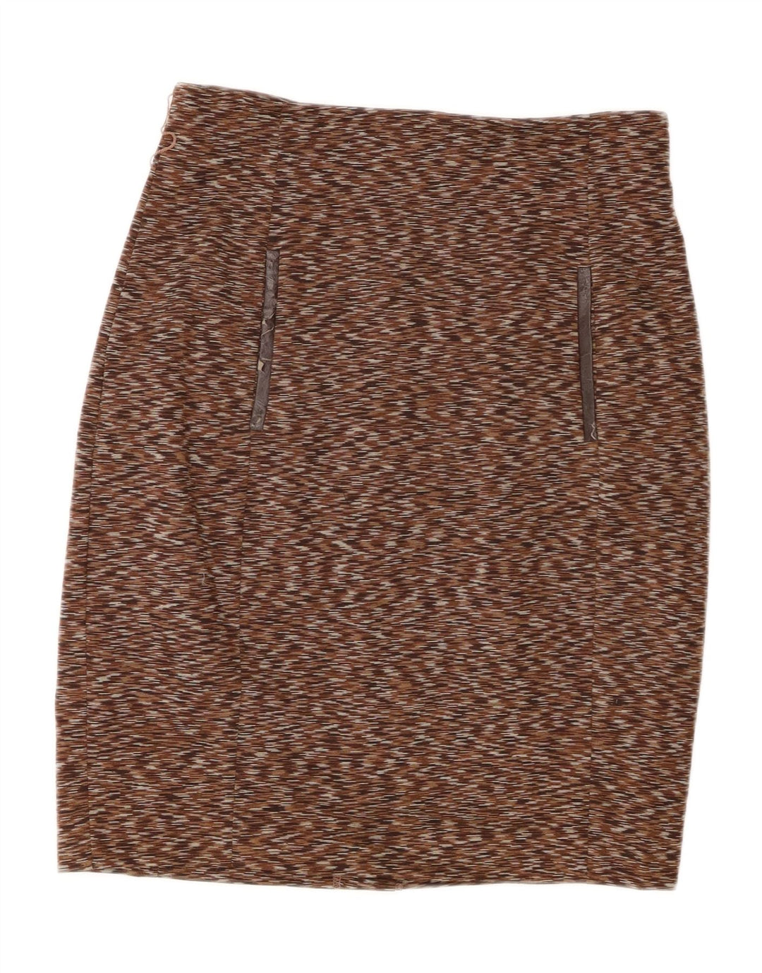 CALVIN KLEIN Womens Pencil Skirt Large W32 Brown Flecked Polyester