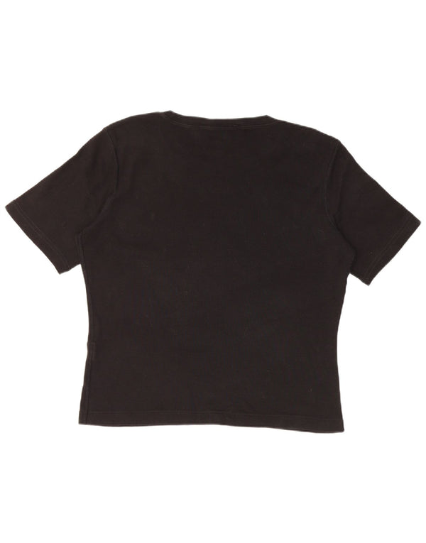 RALPH LAUREN Womens Crop T-Shirt Top UK 18 XL Black Cotton