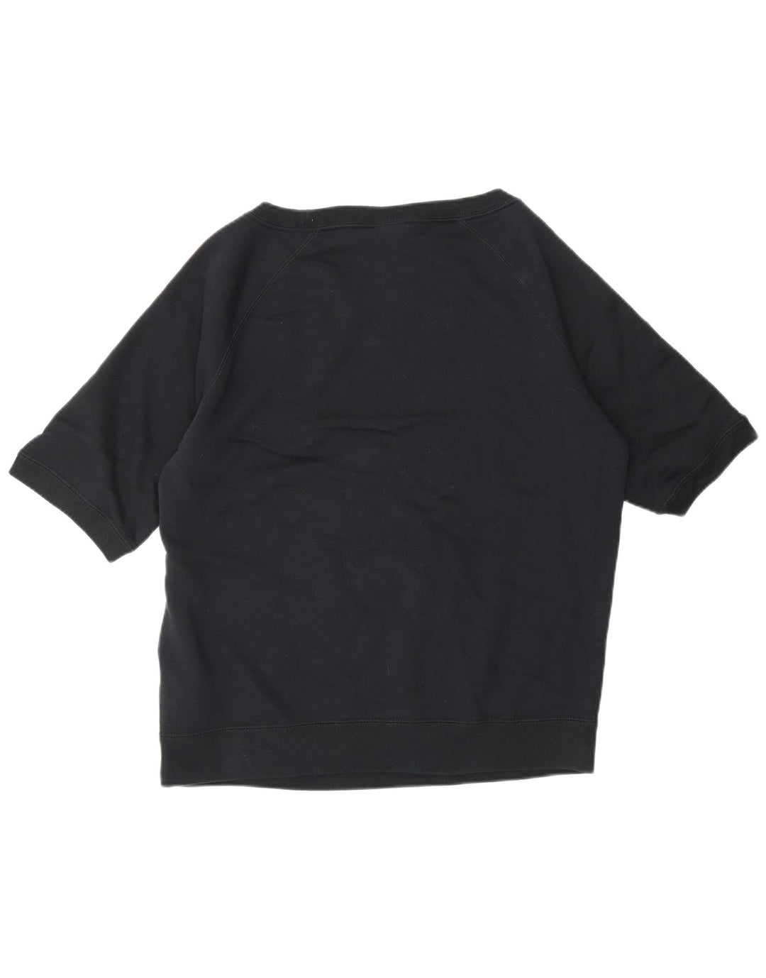 NIKE Womens Short Sleeve Sweatshirt Jumper UK 16 Large Black Cotton