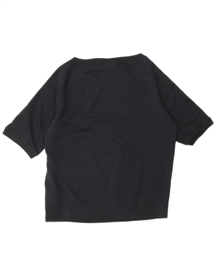 NIKE Womens Short Sleeve Sweatshirt Jumper UK 16 Large Black Cotton