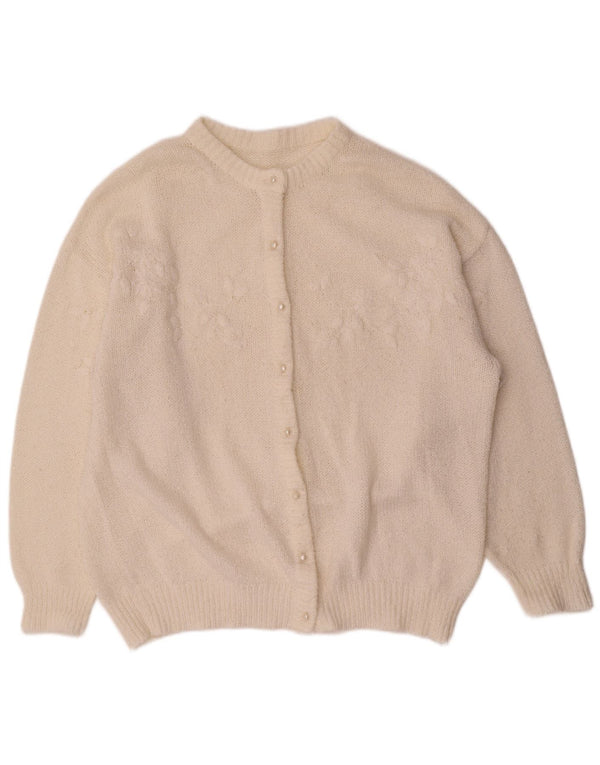 Vintage Womens Cardigan Sweater UK 18 XL White Acrylic