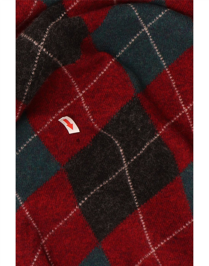 Rian Rucci Mens Crew Neck Jumper Sweater IT 56 XL Red Argyle/Diamond
