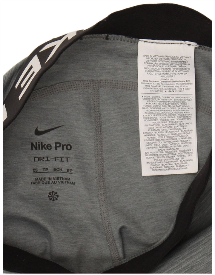 NIKE Womens Dri Fit Graphic Leggings UK 6 XS  Grey Polyester
