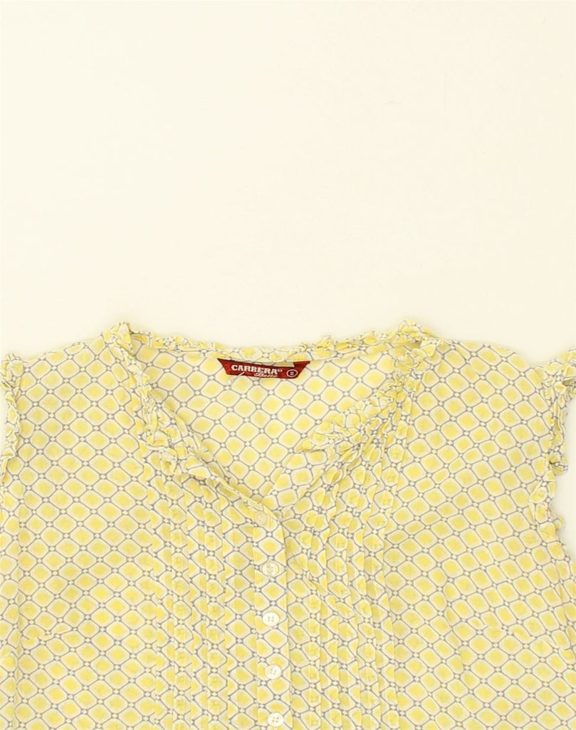 CARRERA Womens Sleeveless Blouse Top UK 8 Small Yellow Floral Cotton | Vintage Carrera | Thrift | Second-Hand Carrera | Used Clothing | Messina Hembry 