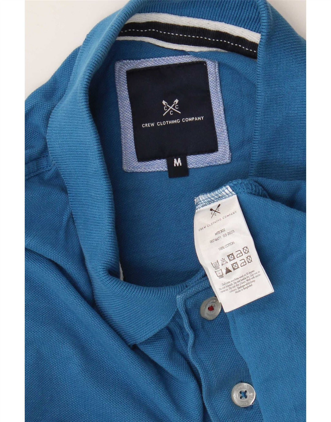 Crew Clothing Mens Polo Shirt Medium Blue Cotton