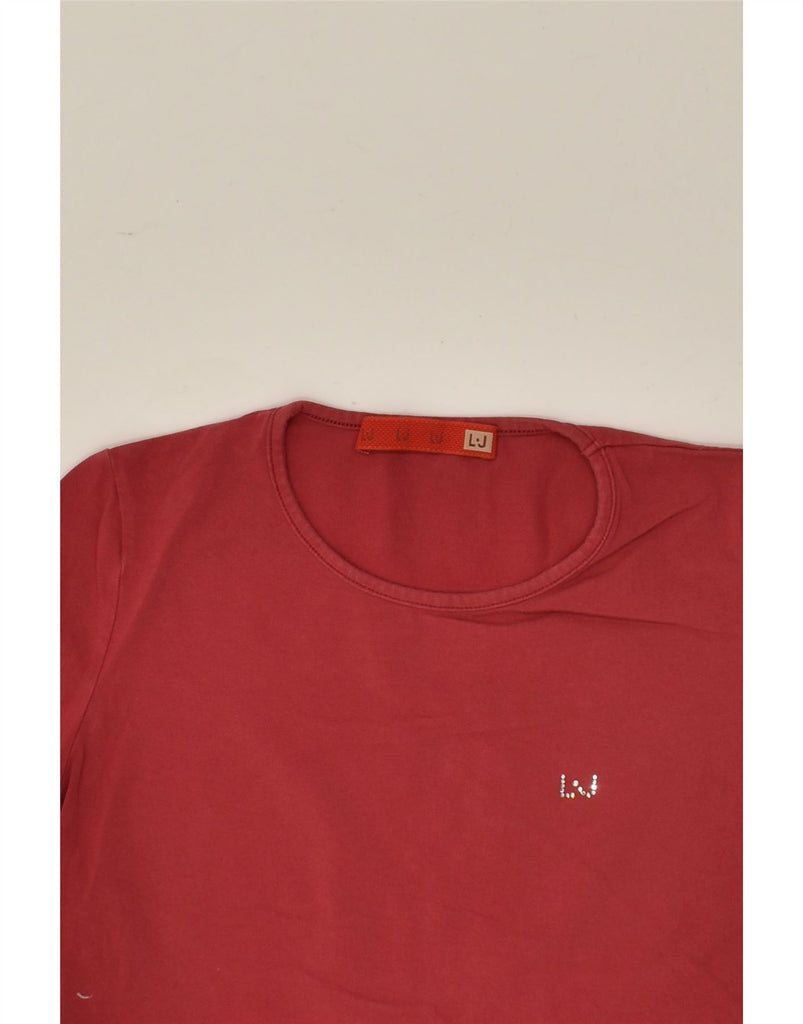 LIU JO Womens T-Shirt Top UK 8 Small Maroon Cotton | Vintage Liu Jo | Thrift | Second-Hand Liu Jo | Used Clothing | Messina Hembry 