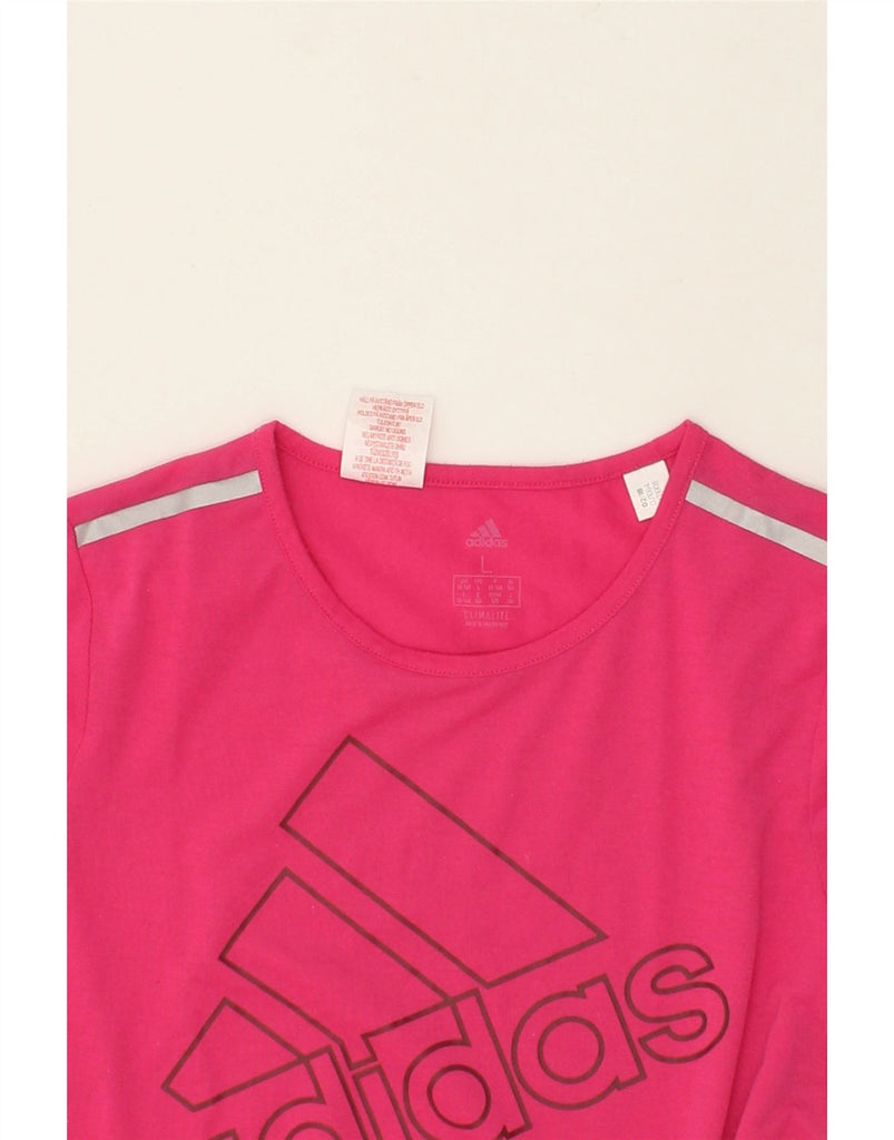 ADIDAS Girls Climalite Graphic T-Shirt Top 13-14 Years Large Pink | Vintage Adidas | Thrift | Second-Hand Adidas | Used Clothing | Messina Hembry 