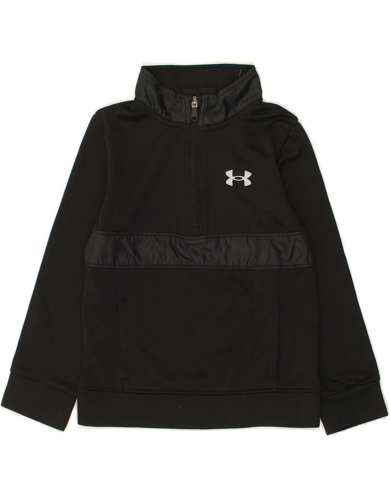 UNDER ARMOUR Boys Zip Neck Sweatshirt Jumper 5-6 Years Black Polyester | Vintage Under Armour | Thrift | Second-Hand Under Armour | Used Clothing | Messina Hembry 