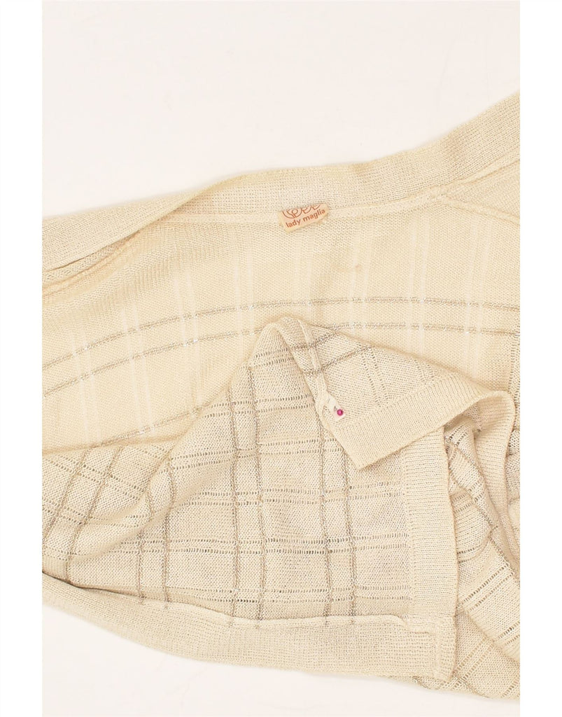 VINTAGE Womens Cardigan Sweater UK 18 XL Beige Striped | Vintage Vintage | Thrift | Second-Hand Vintage | Used Clothing | Messina Hembry 