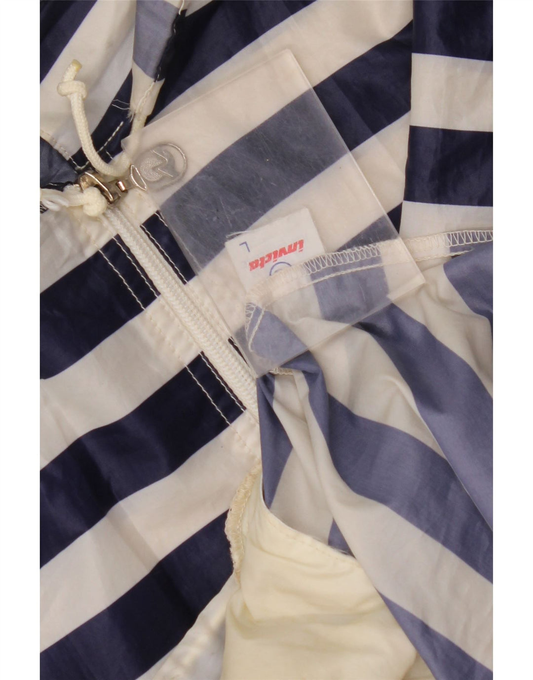 INVICTA Mens Hooded Rain Jacket UK 40 Large Navy Blue Striped Polyester