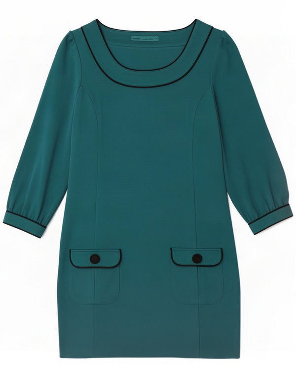 Next Womens 3/4 Sleeve Shift Dress UK 12 Medium Green Polyester