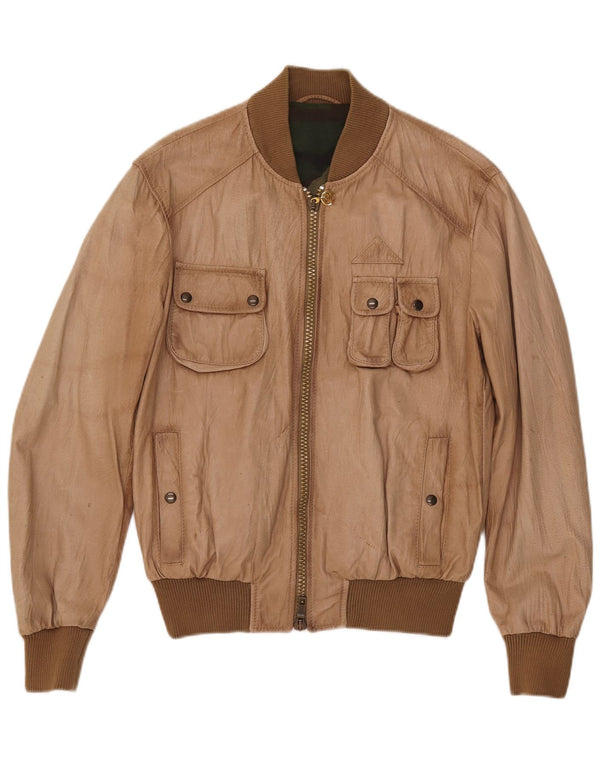 Vintage Mens Leather Jacket IT 50 Large Brown