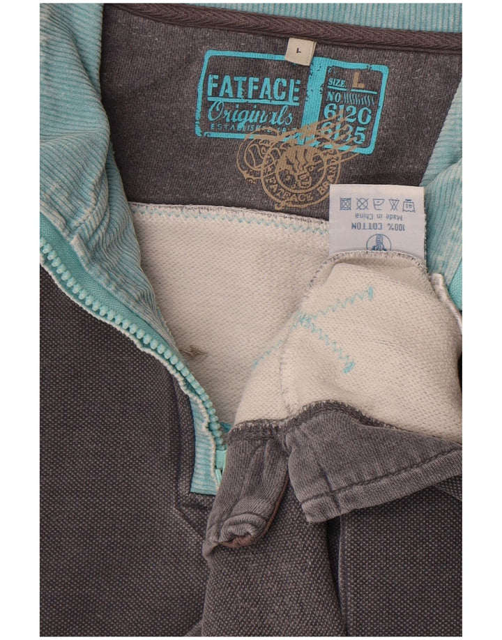 Fat Face Mens Zip Neck Sweatshirt Jumper Large Grey Cotton