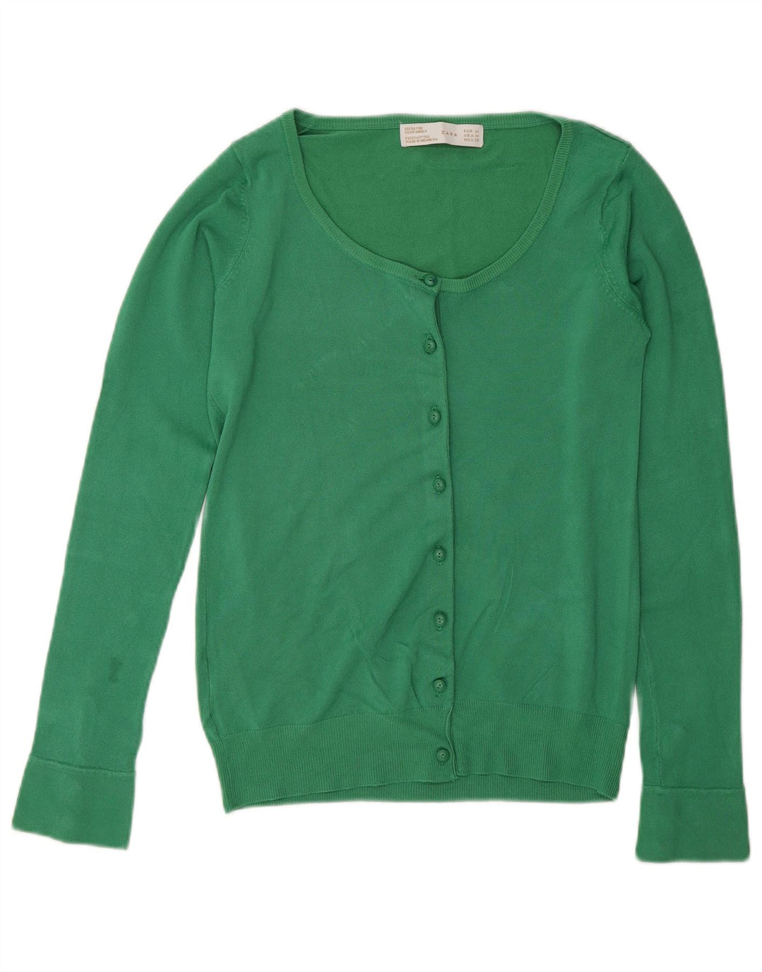 Zara Womens Cardigan Sweater UK 12 Medium Green Rayon