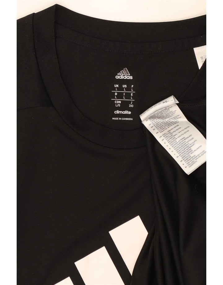 Adidas Mens Climalite Graphic T-Shirt Top Large Black Polyester