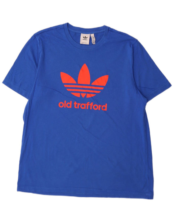 Adidas Mens Manchester United Graphic T-Shirt Top XL Blue Cotton