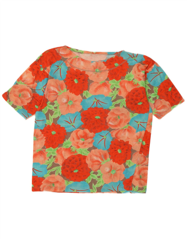 Vintage Womens Graphic T-Shirt Top UK 14 Medium Multicoloured Floral