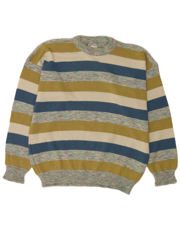 San Marco Mens Crew Neck Jumper Sweater 2XL Multicoloured Striped Cotton
