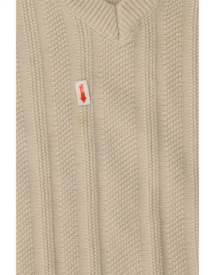 Marks & Spencer Mens V-Neck Jumper Sweater Large Beige Acrylic