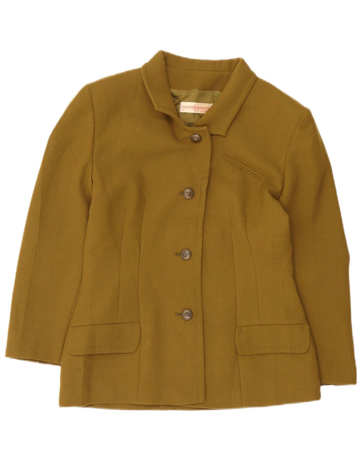 Roccobarocco Womens 4 Button Blazer Jacket IT 44 Medium Khaki Wool