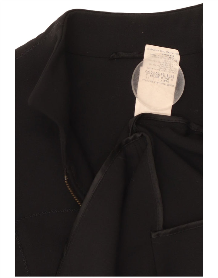 VINTAGE Womens Blazer Jacket UK 10 Small Black Polyester