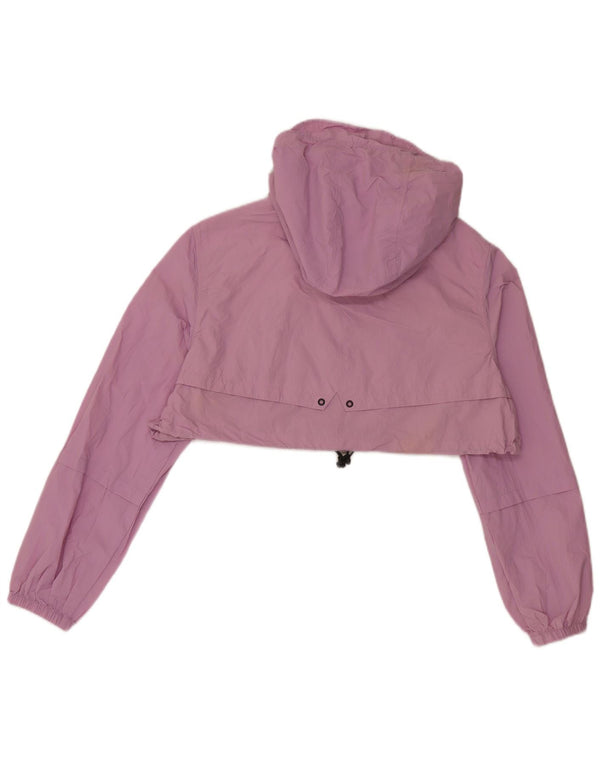 ZARA Womens Oversized Crop Hooded Tracksuit Top Jacket UK 16 Large Pink