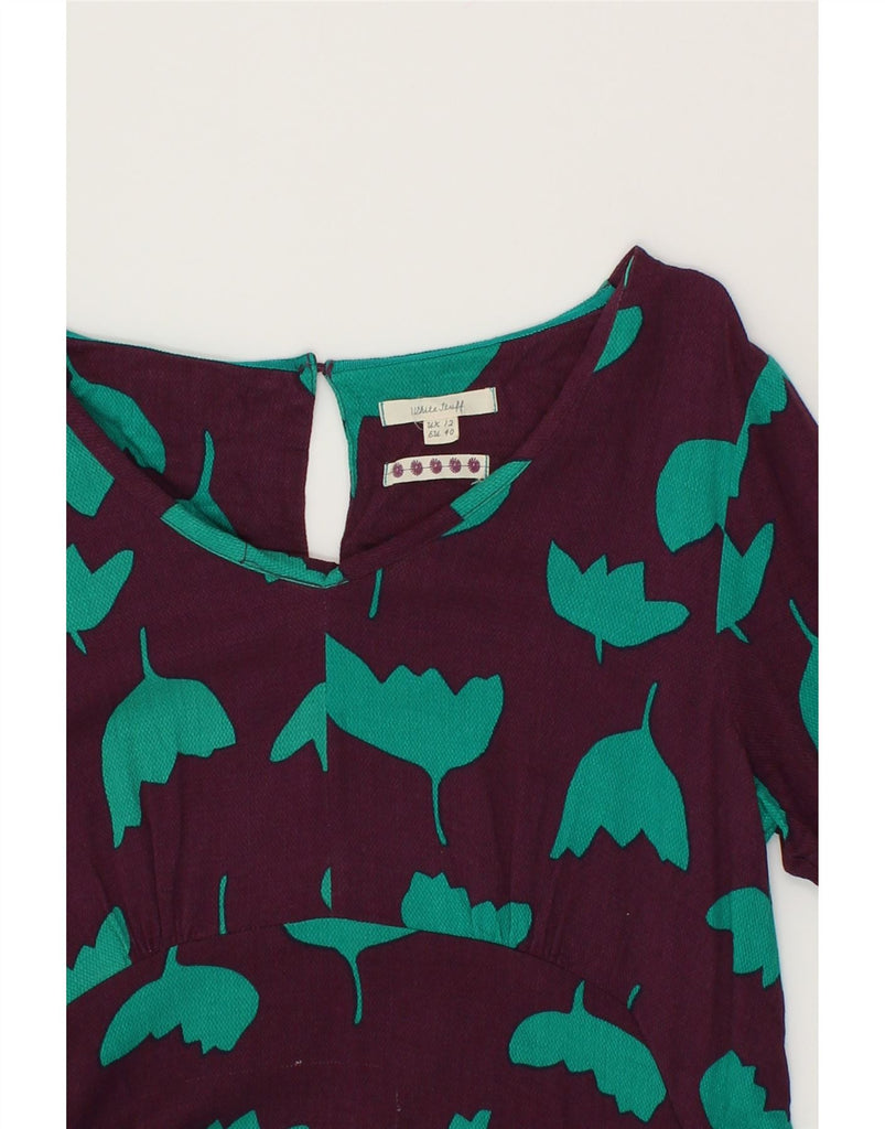 WHITE STUFF Womens 3/4 Sleeve Basic Dress UK 12 Medium  Burgundy Floral Vintage White Stuff and Second-Hand White Stuff from Messina Hembry 