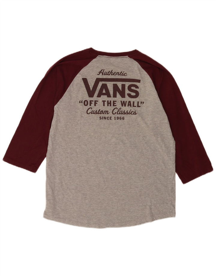 Vans Mens Graphic Top 3/4 Sleeve Large Grey Colourblock Cotton