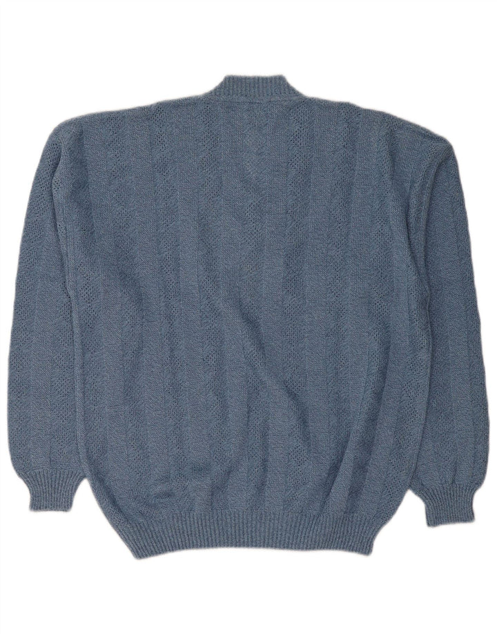 Lasa Womens V-Neck Jumper Sweater IT 46/48 Large Blue Argyle/Diamond