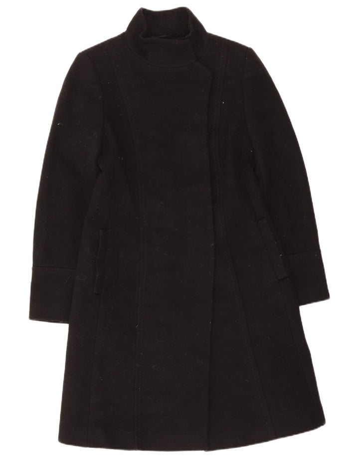 Massimo Dutti Womens Overcoat EU 38 Small Black Wool