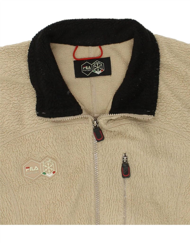 FILA Mens Fleece Jacket UK 38 Medium Beige Polyester | Vintage Fila | Thrift | Second-Hand Fila | Used Clothing | Messina Hembry 