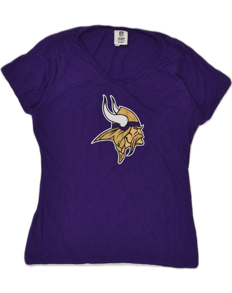 NFL Womens Graphic T-Shirt Top UK 14 Medium Purple Cotton | Vintage NFL | Thrift | Second-Hand NFL | Used Clothing | Messina Hembry 