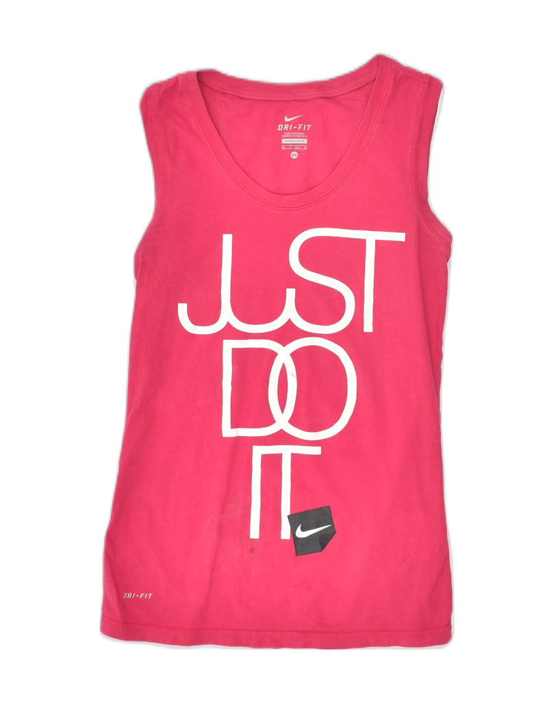 NIKE Womens Dri Fit Graphic Vest Top UK 6 XS Pink Cotton | Vintage Nike | Thrift | Second-Hand Nike | Used Clothing | Messina Hembry 