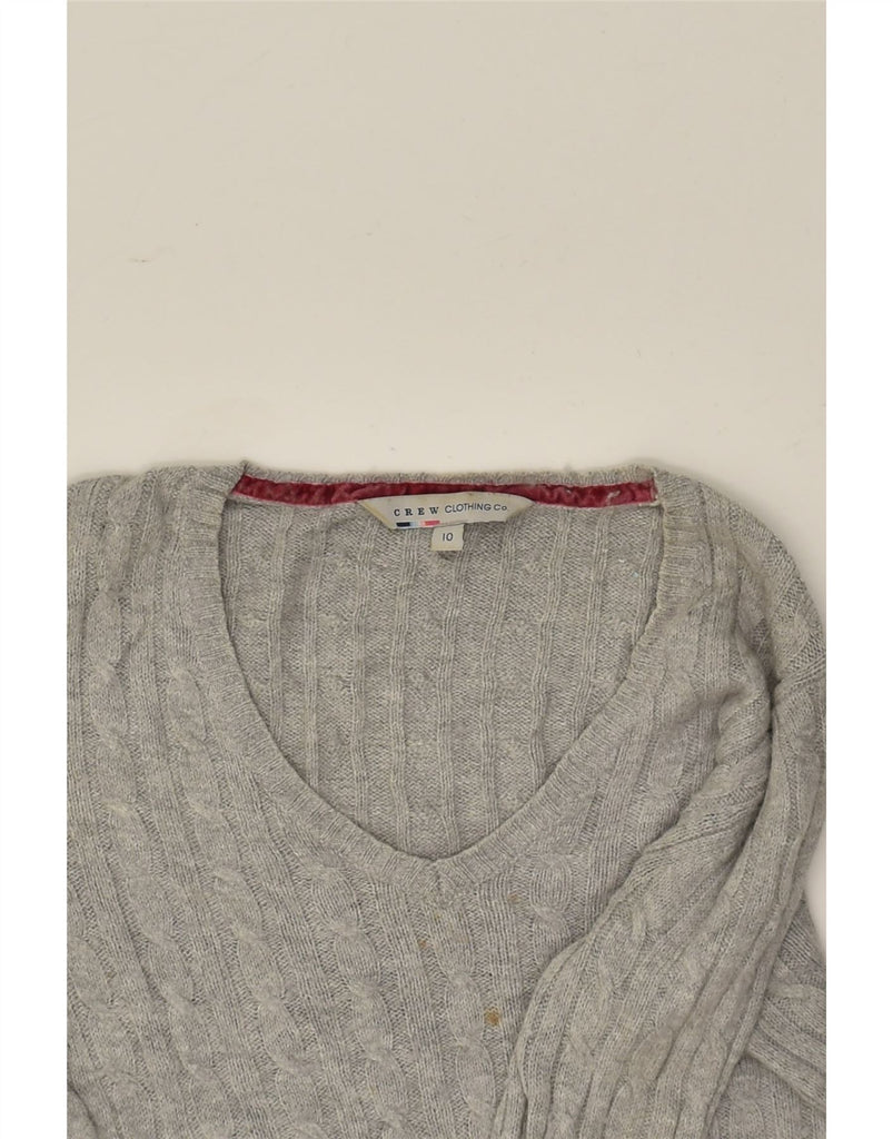 CREW CLOTHING Womens V-Neck Jumper Sweater UK 10 Small  Grey Cotton | Vintage Crew Clothing | Thrift | Second-Hand Crew Clothing | Used Clothing | Messina Hembry 