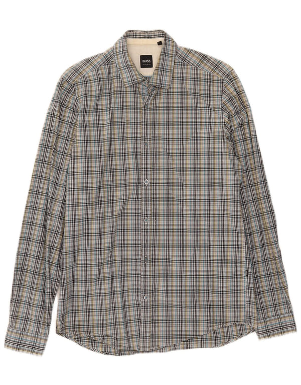 Hugo Boss Mens Shirt Small Multicoloured Check Cotton
