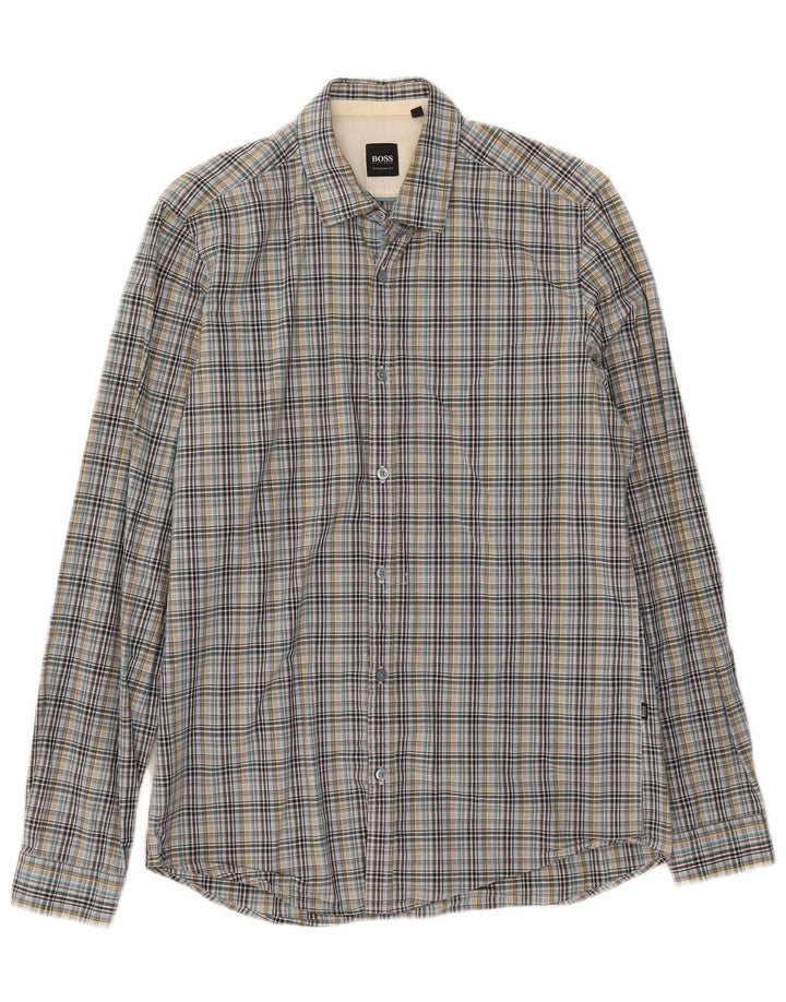 Hugo Boss Mens Shirt Small Multicoloured Check Cotton