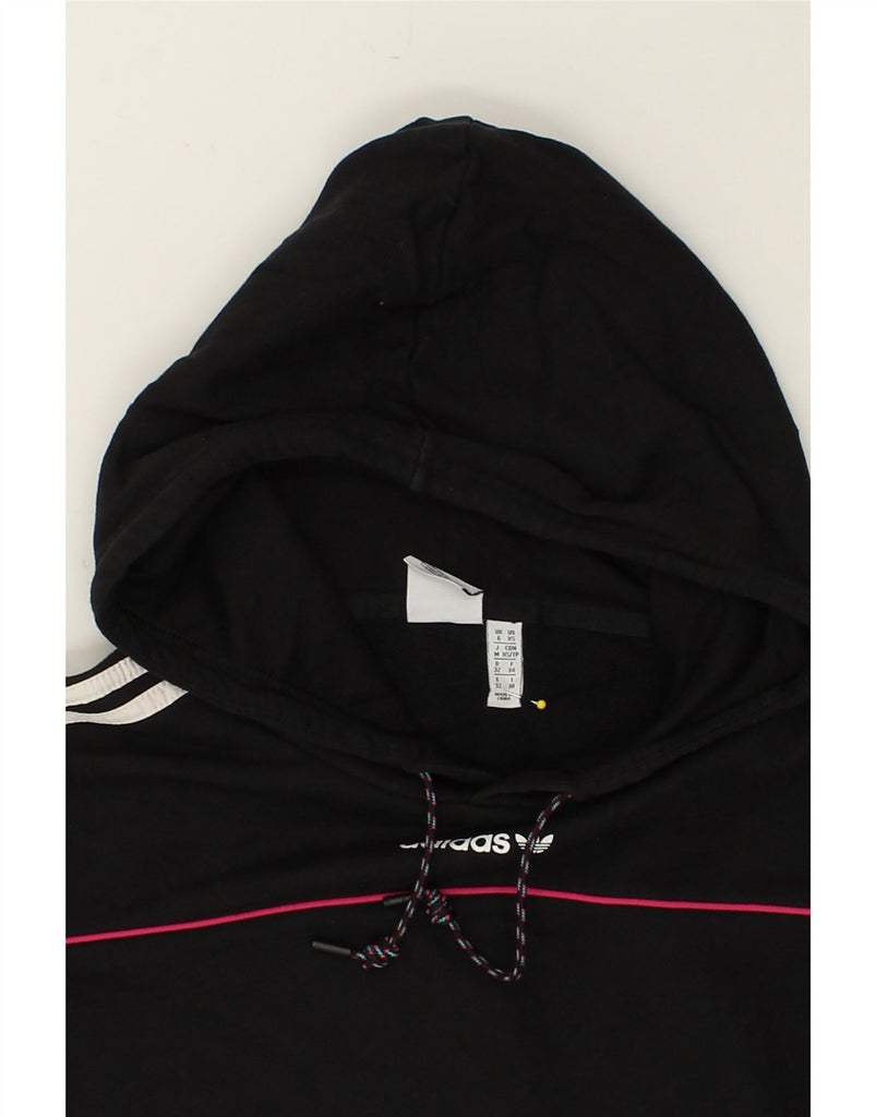 ADIDAS Womens Oversized Graphic Hoodie Jumper UK 6 XS  Black Cotton | Vintage Adidas | Thrift | Second-Hand Adidas | Used Clothing | Messina Hembry 