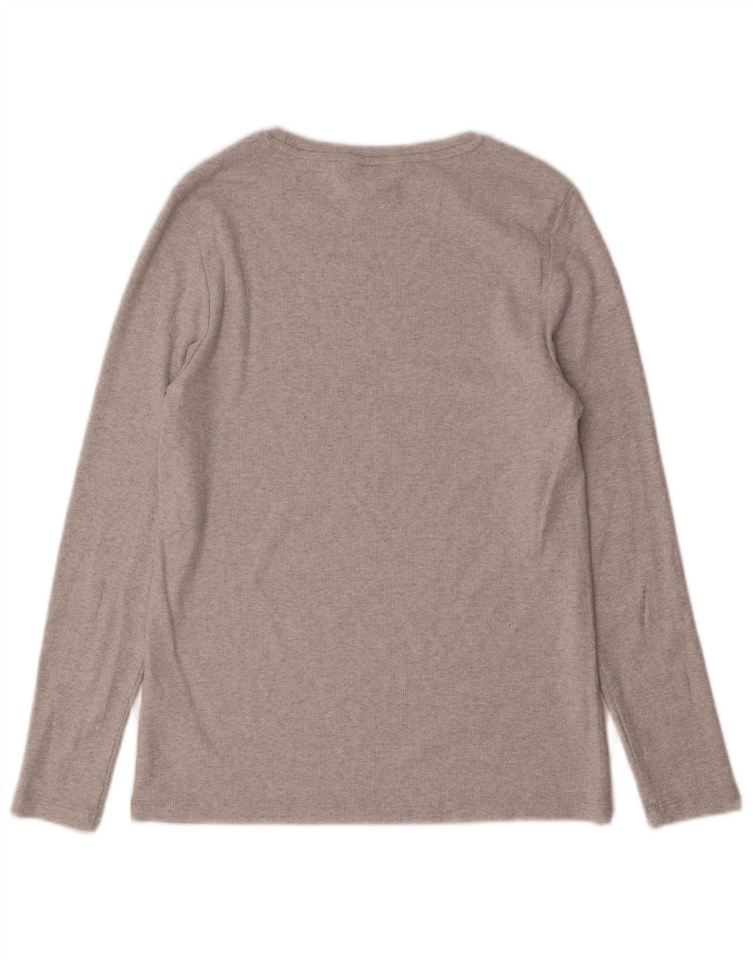 Marks & Spencer Womens Top Long Sleeve UK 14 Medium Grey Cotton