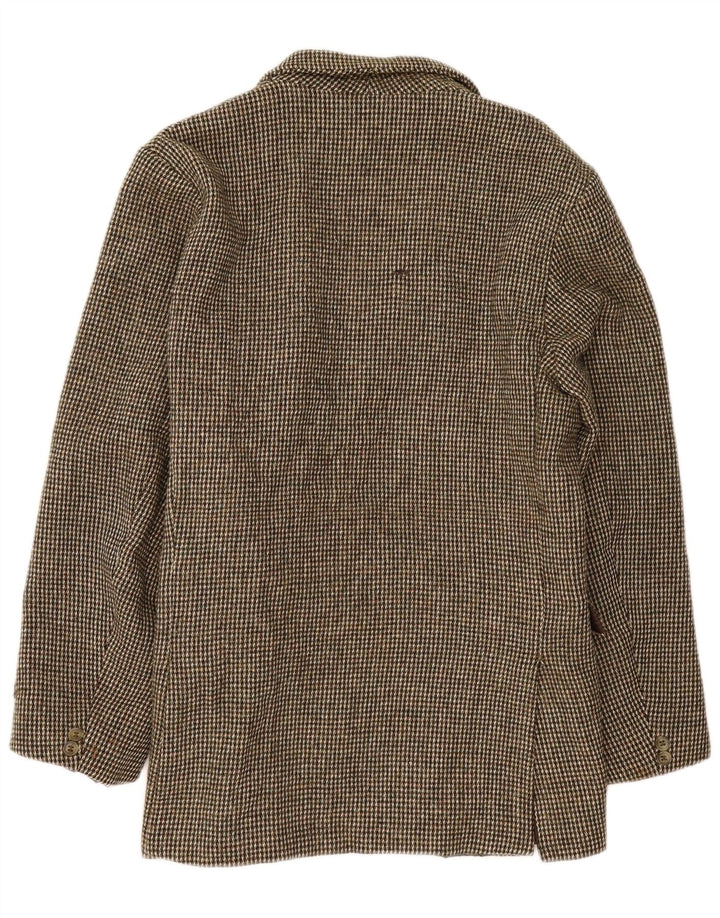 Harris Tweed Mens 3 Button Blazer Jacket UK 40 Large Brown Check New Wool